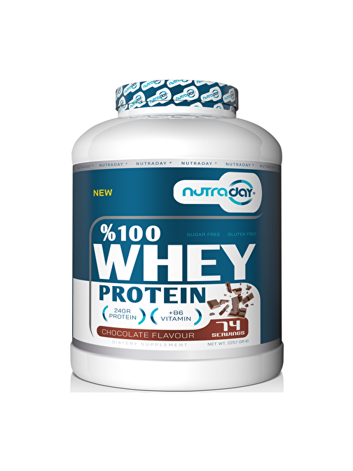 Nutraday Whey Protein 2257 gr Çikolata Aromalı Protein Tozu 24 gram Protein 74 Servis 