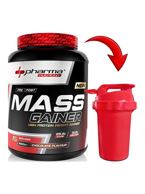 Pharma Nutrition Mass Gainer 1650 Gr Çikolata Aromalı Kilo Almaya Yardımcı Hacim Kütle Kas Karbonhidrat Tozu Shaker Hediyeli