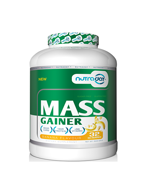 Nutraday Mass Gainer 3520 Gr Muz Aromalı Kilo Almaya Yardımcı Hacim Kütle Kas Karbonhidrat Tozu