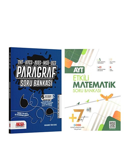 Etkili Matematik AYT Matematik ve Ankara Kitap Merkezi Paragraf Soru Bankası Seti 2 Kitap