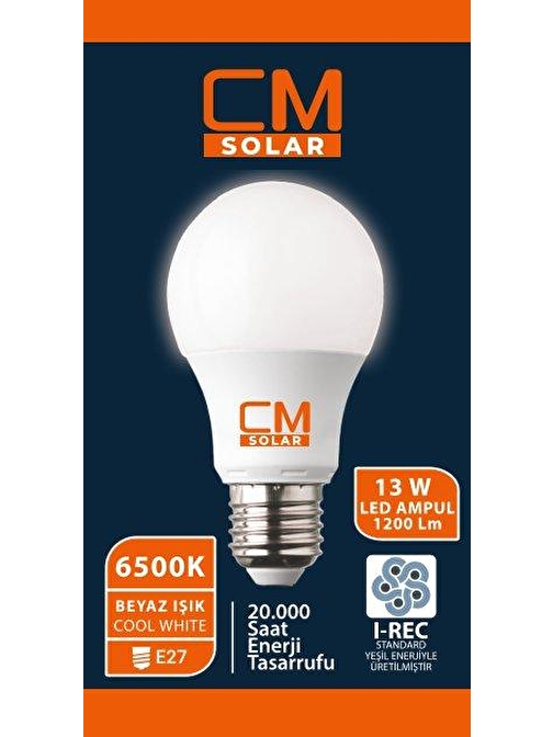 CMSOLAR 13w Led Ampul E27 Duy 6500K Beyaz Işık 