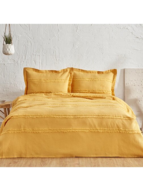 Karaca Home Hazel Çift Kişilik Yatak Örtüsü Takımı Sarı