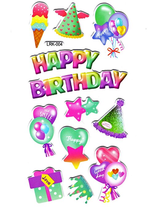 Sticker Kabartmalı Stiker Defter Planlayıcı Etiket (Lrk004)-17x9 cm- Doğum Günü, Balon