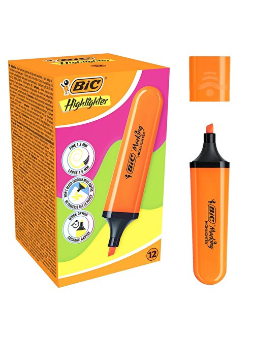 Bic Marking Flat Fosforlu Kalem Turuncu 12 Adet