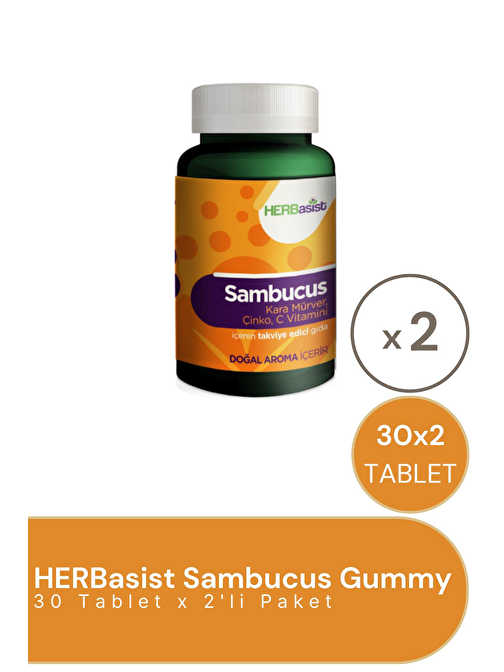 HERBasist Sambucus Gummy 30 Tablet 2'li Paket