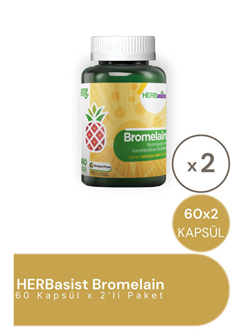 HERBasist Bromelain 60 Kapsül 2'li Paket