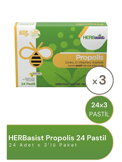 HERBasist Propolis 24 Pastil 3'lü Paket