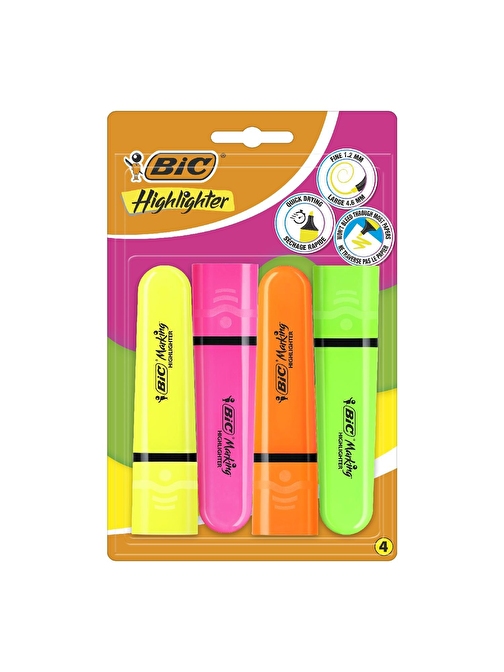 Bic Marking Flat Fosforlu Kalem 4 Lü 