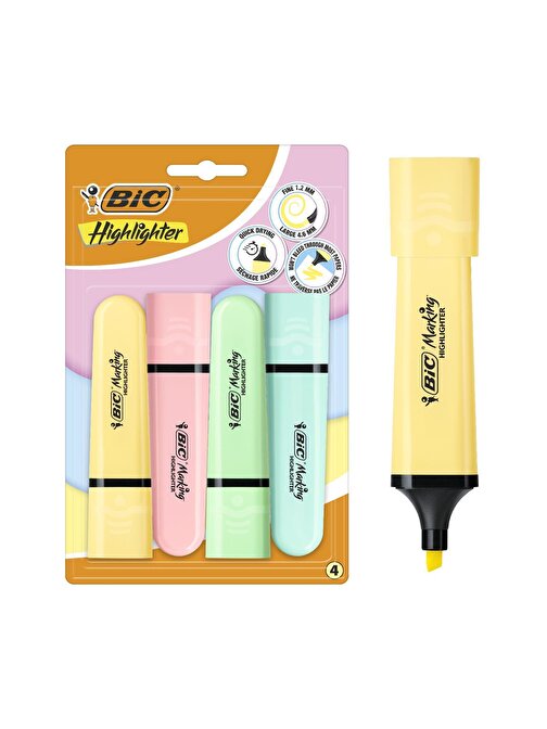 Bic Marking Flat Pastel Fosforlu Kalem 4 Lü