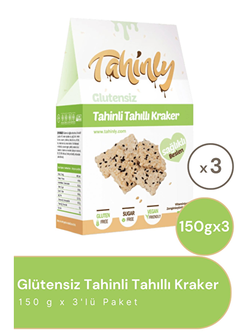 Tahinly Glütensiz Tahinli Tahıllı Kraker 150 g 3'lü Paket