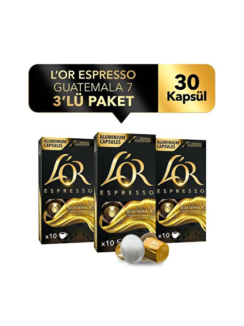 L'OR Espresso Origin Guatemala Nespresso Uyumlu Alüminyum Kapsül Kahve 30'lu (10 x 3 paket)