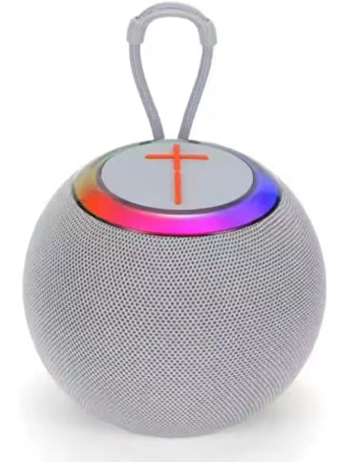 Coverzone RGB Işıklı Kablosuz Bluetooth Speaker Şarjlı Ses Sistemi İç ve Dış Mekan Kullanıma Uygun 130mm x 125mm x 105mm 68D (Gri)