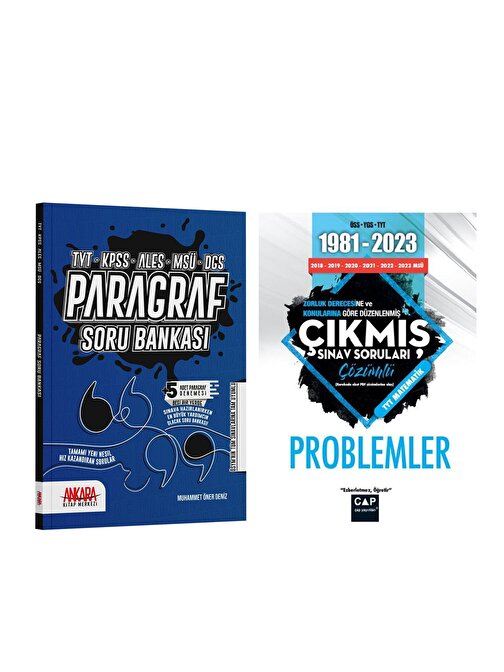 Çap Yayınları Problemler Çıkmış Sorular ve Ankara Kitap Merkezi Paragraf Soru Bankası Seti 2 Kitap