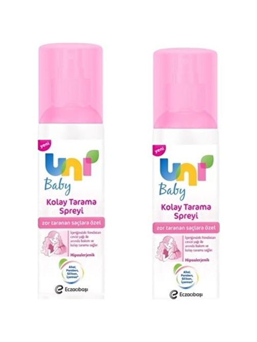 Uni Baby Zor Taranan Saçlara Özel Kolay Saç Tarama Spreyi 200 ml x 2 Adet