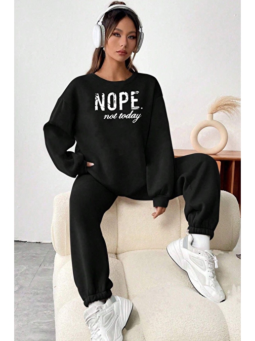 Unisex Nope Baskılı Bisiklet Yaka Eşofman Takımı