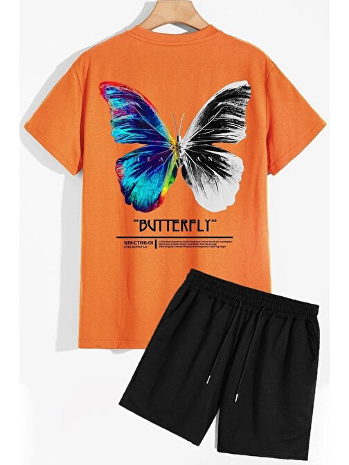 Butterfly Sırt Baskılı Şort T-shirt Eşofman Takımı