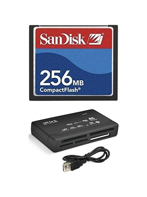 256 Mb Compact Flash Hafıza Kartı  Usb 2.0 Cf Kart Okuyucu