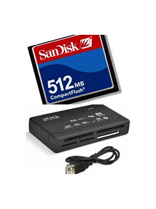  512 Mb Compact Flash Hafıza Kartı+Usb 2.0 Cf Kart Okuyucu