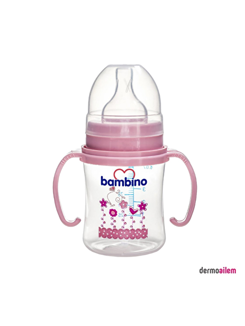 Bambino PP Geniş Ağızlı Kulplu Biberon 150 Ml Pembe