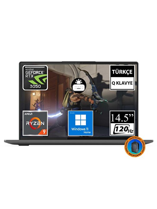 Lenovo Slim 7 Pro 82V20003US01 Ryzen9 6900HS 32GB 2TBSSD RTX3050 14.5" Touch W11H Taşınabilir Bilgisayar-CNT002