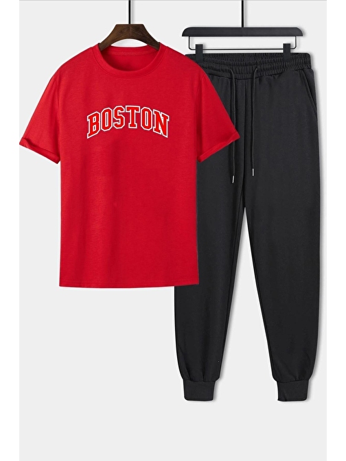 Unisex Boston Baskılı 2'li Eşofman Takımı