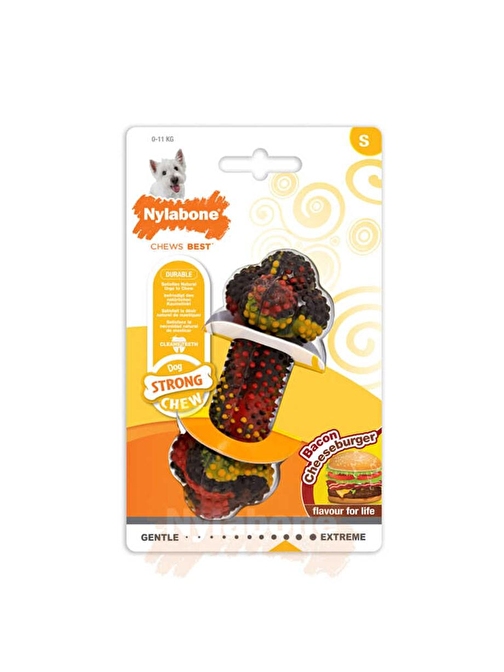 Nylabone Domuz Pastırması ve Cheeseburger Aromalı Köpek Çiğneme Kemiği S