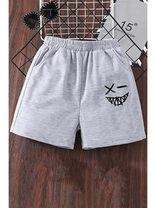 Tasarım Baskılı Pamuk Unisex Penye Short