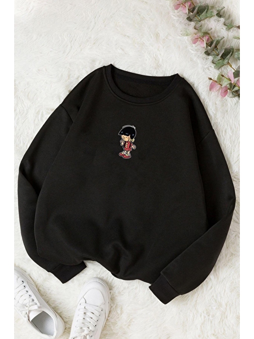 Unisex Chen Üzümlü Kekim Baskılı Bisiklet Yaka Sweatshirt