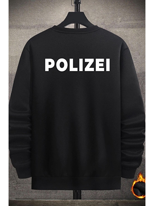 Unisex Polizei Baskılı Bisiklet Yaka Sweatshirt