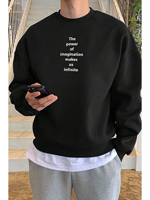 Unisex The Power Baskılı Bisiklet Yaka Sweatshirt