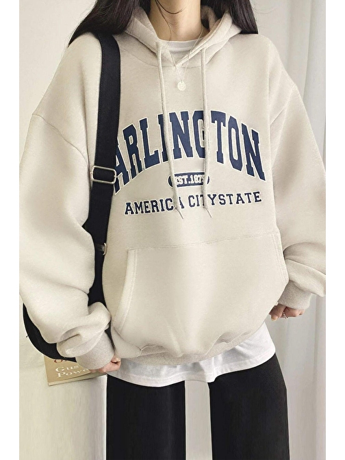 Unisex Arlington Baskılı Oversize Sweatshirt