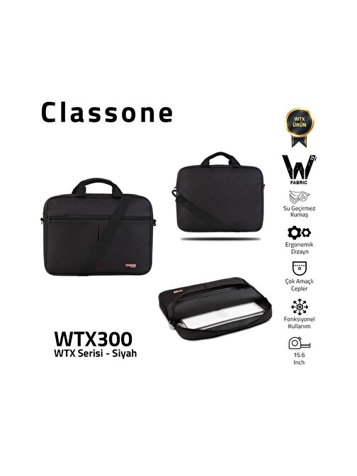  Classone WTX300 WTXpro Serisi 15.6 inch Uyumlu Su Geçirmez Kumaş  Laptop , Notebook El Çant