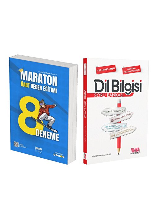 Dizgi 2024 Maraton ÖABT Beden Eğitimi 8 Deneme ve AKM Dil Bilgisi Soru Bankası Seti 2 Kitap