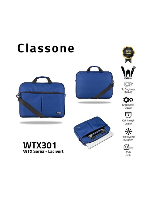  Classone WTX301 WTXpro Serisi 15.6 inch Uyumlu Su Geçirmez Kumaş Macbook, Laptop , Notebook El Çant