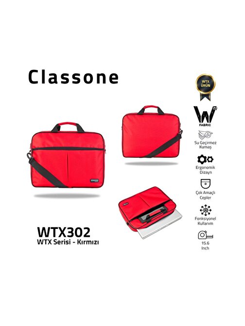 Classone WTX302 Serisi 15.6 inch Uyumlu Su Geçirmez Kumaş Macbook, Laptop , Notebook El Çant
