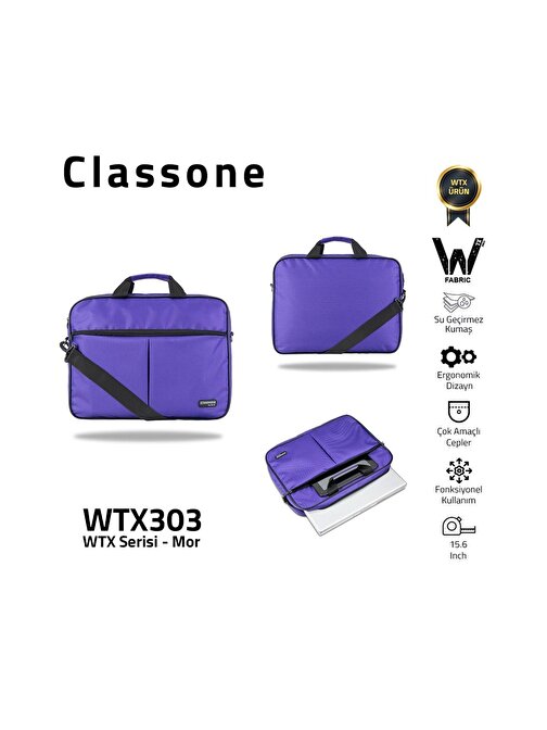 Classone Wtx303 Wtxpro serisi 15.6 Inch Uyumlu Su Geçirmez Kumaş Macbook, Laptop , Notebook El Çanta