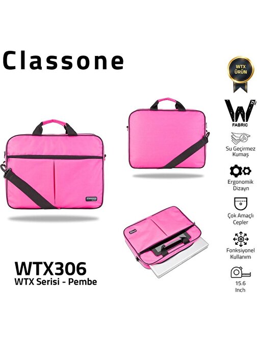 Classone WTX306  15.6 Inch Uyumlu Su Geçirmez Kumaş Macbook, Laptop , Notebook El Çanta