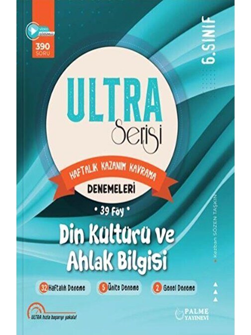 6. Sınıf Din Kültürü ve Ahlak Bilgisi Ultra Serisi Denemeleri 39 Föy Palme Yayınları