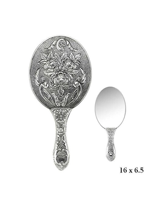 Himarry 925 Ayar Gümüş Gül Desenli El Aynası