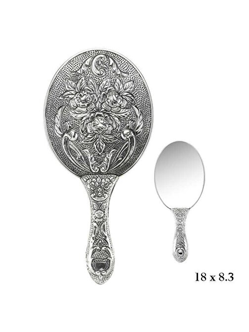 Himarry 925 Ayar Gümüş Gül Motifli El Aynası