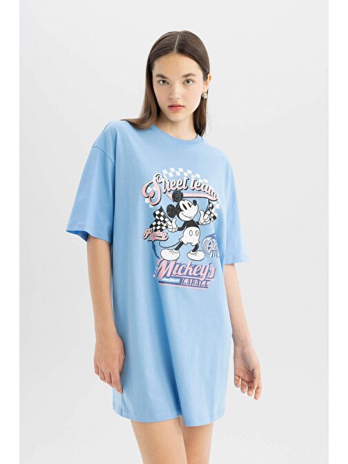 Coool Disney Mickey & Minnie Kısa Kollu Penye Mini Tişört Elbise C3490AX24SM