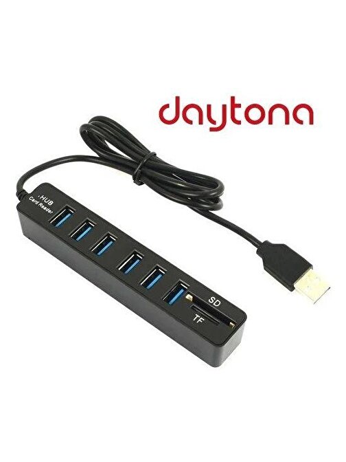 DAYTONA A4691 6'lı USB HUB+Kart Okuyucu (Giriş:USB Tip-C => Çıkış:6xUSB3.0+SD+MicroSD)