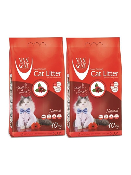 VANCAT NATURAL CAT LITTER 10 KG 2 Adet