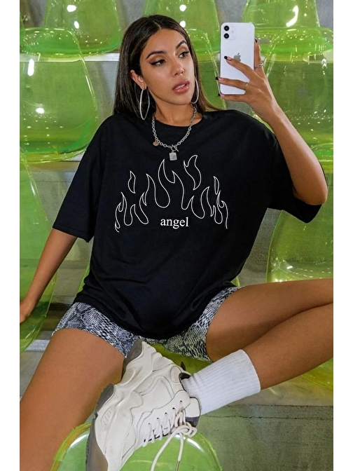 Unisex White Angel Baskılı T-shirt