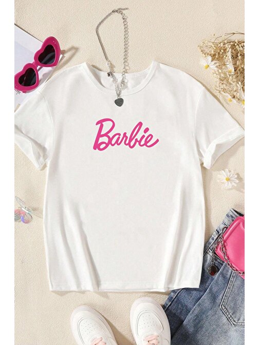 Çocuk Barbie Baskılı Pamuklu Tshirt