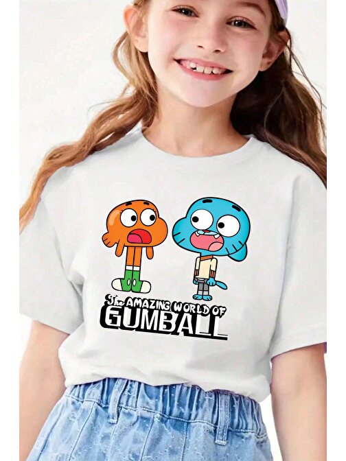 Çocuk Gumball Baskılı Pamuklu Tshirt