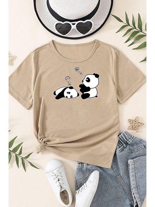 Çocuk Sleep Panda Baskılı Pamuklu Tshirt