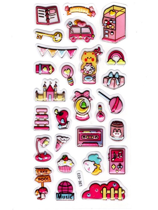 Sticker Kabartmalı Stiker Defter Planlayıcı Etiket (Lde023)-19x9cm - Nostaljik Araba Şeker