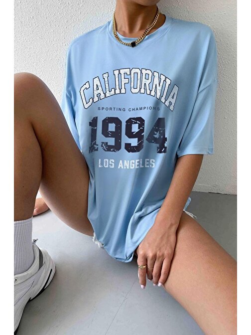 Unisex California Baskılı Oversize Tshirt