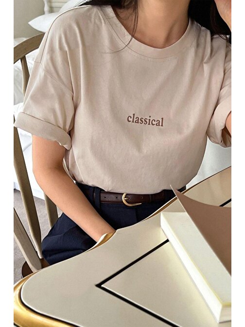 Unisex Classical Baskılı Oversize Tshirt